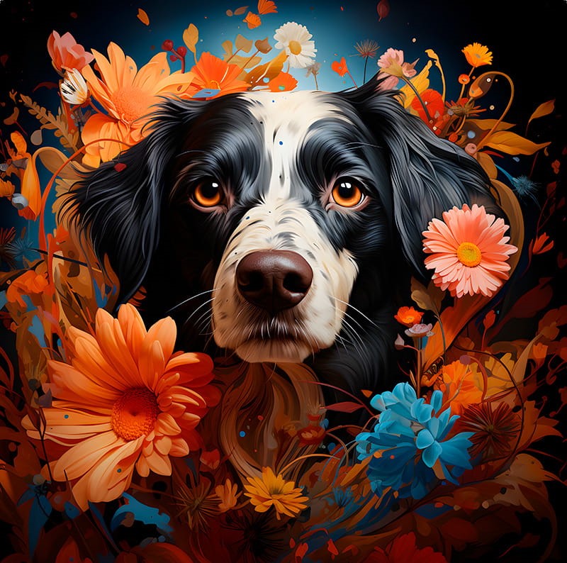 Poduszka welurowa BORDER COLLIE CZARNO-BIAŁY 50x50cm - obrazek 2