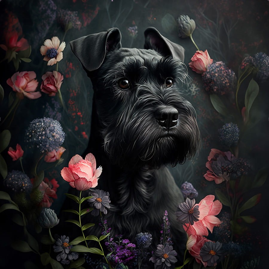 Poduszka welurowa SZNAUCER CZARNY 50x50cm - obrazek 2